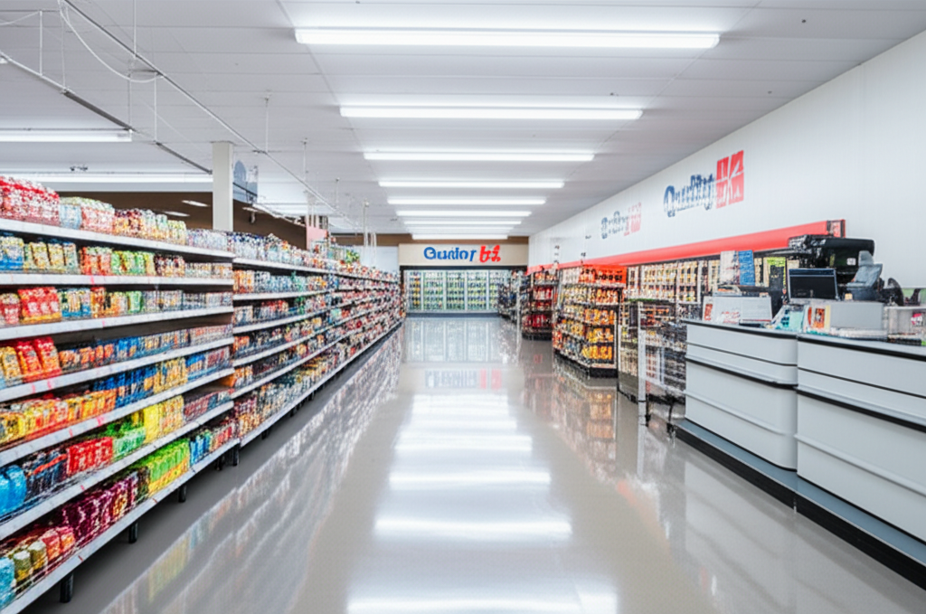 The bright and welcoming interior of a Quality Mart.