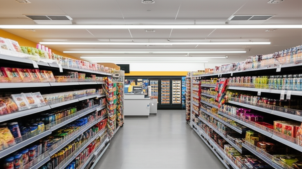 A well-lit Quality Plus station at night.